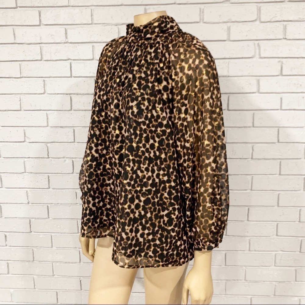 Sanctuary New Heights Metallic Animal Print‎ Blouse - Picture 4 of 10